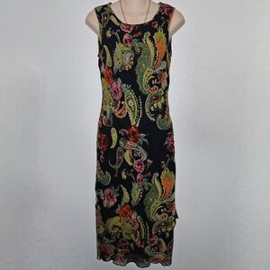 Connected Apparel Paisley Floral Sequin Dress